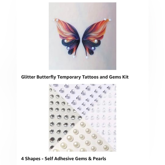 Butterfly Face Makeup Tattoo Kit Festival Glitter Face Gems - Picture 8 of 10